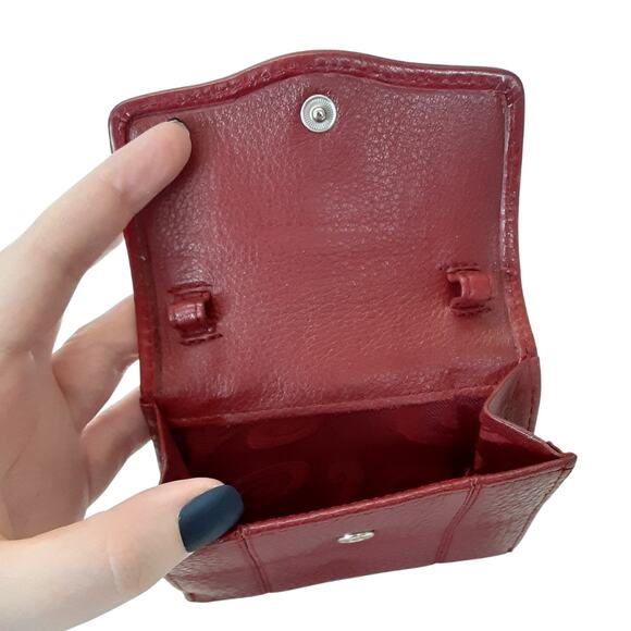 Brighton Red Croco Leather Flap Wallet Square Bifold Travel Wallet Compact - Picture 3 of 8